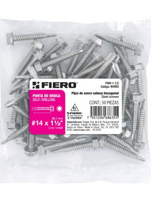 44403 - Bolsa con 50 pijas 1-1/2' cabeza hexagonal, punta de broca