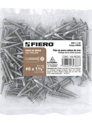 PIBR-1-1-4CE1.jpg 44648 - Bolsa con 100 pijas cabeza cruz, punta de broca 1-1/4'