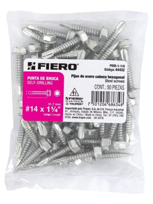 PIBR-1-1-4E1.jpg 44402 - Bolsa con 50 pijas 1-1/4' cabeza hexagonal, punta de broca