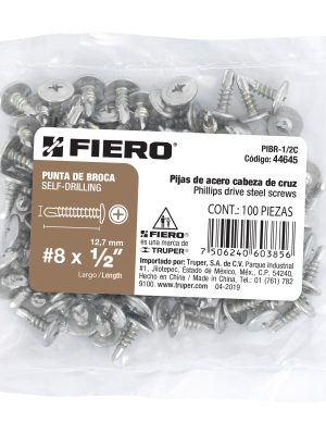 PIBR-1-2CE1.jpg 44645 - Bolsa con 100 pijas cabeza cruz, punta de broca 1/2', Fiero