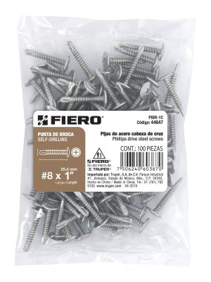 PIBR-1CE1.jpg 44647 - Bolsa con 100 pijas cabeza cruz, punta de broca 1', Fiero