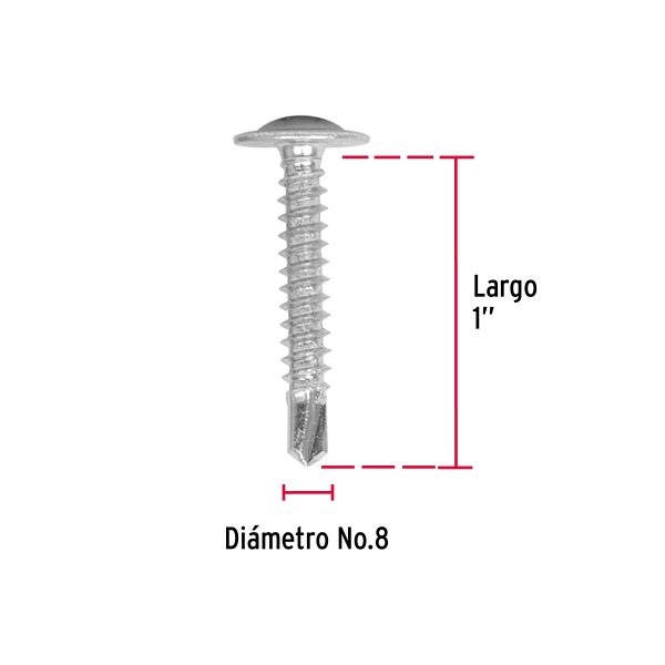 44647 - Bolsa con 100 pijas cabeza cruz, punta de broca 1', Fiero