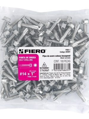 44401 - Bolsa con 100 pijas 1' cabeza hexagonal, punta de broca