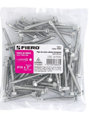 44404 - Bolsa con 50 pijas 2' cabeza hexagonal, punta de broca