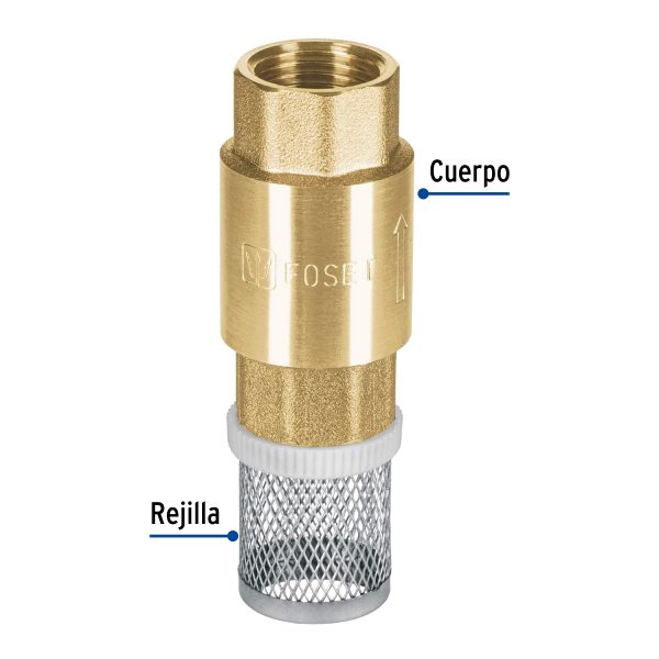 49061 - Pichancha tipo check de latón inoxidable 1/2', Foset