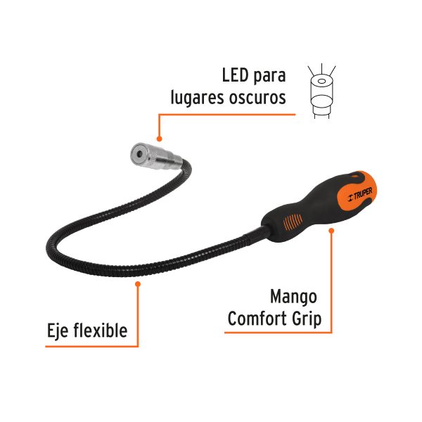 15326 - Imán flexible de acero con LED, 3 kg, Truper
