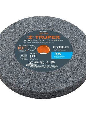 12401 - Rueda abrasiva p/esmeril 10'x32mm, óxido aluminio, grano 36