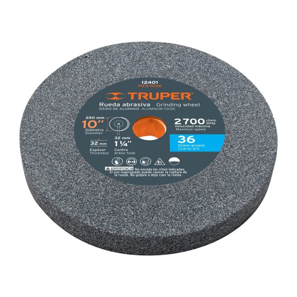 12401 - Rueda abrasiva p/esmeril 10'x32mm, óxido aluminio, grano 36