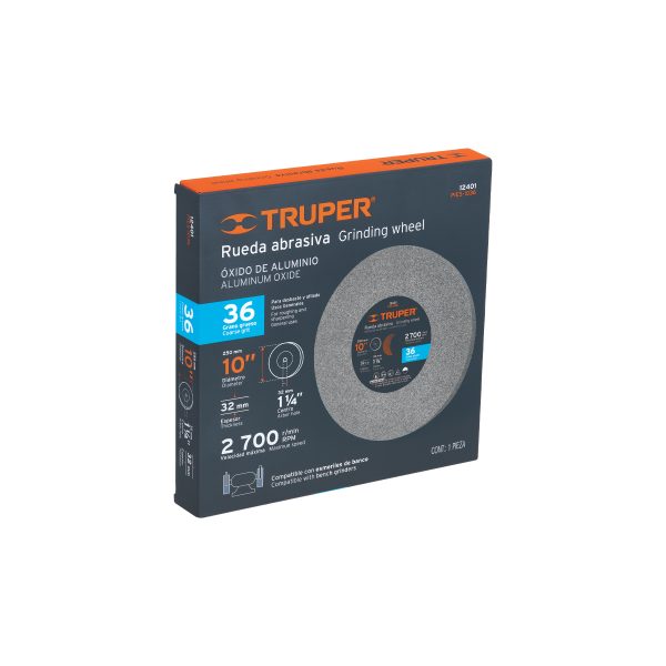 12401 - Rueda abrasiva p/esmeril 10'x32mm, óxido aluminio, grano 36