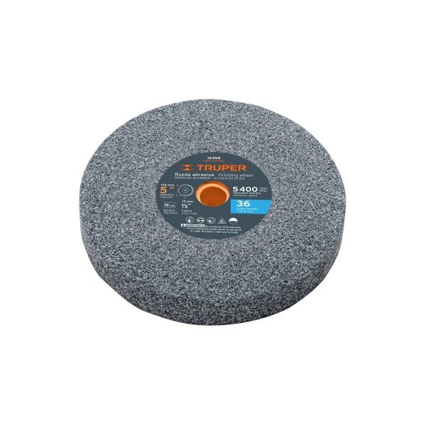 16358 - Rueda abrasiva p/esmeril 5'x19mm, óxido aluminio, grano 36