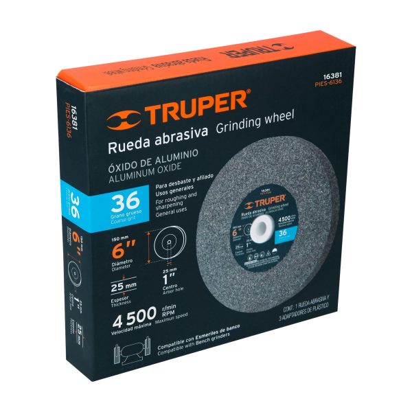 16381 - Rueda abrasiva p/esmeril 6'x25mm, óxido aluminio, grano 36