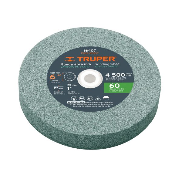 16407 - Rueda abrasiva p/esmeril 6'x25mm, carburo silicio, grano 60