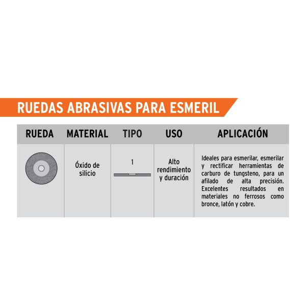 16407 - Rueda abrasiva p/esmeril 6'x25mm, carburo silicio, grano 60