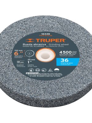 PIES-63436.jpg 16348 - Rueda abrasiva p/esmeril 6'x19mm, óxido aluminio, grano 36