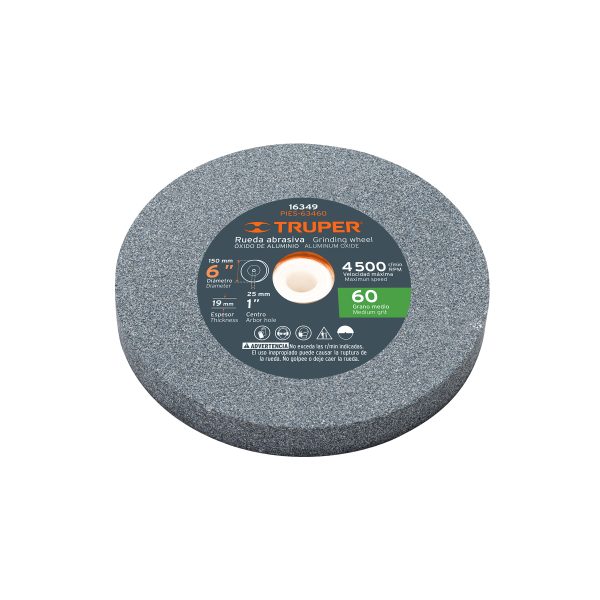 16349 - Rueda abrasiva p/esmeril 6'x19mm, óxido aluminio, grano 60