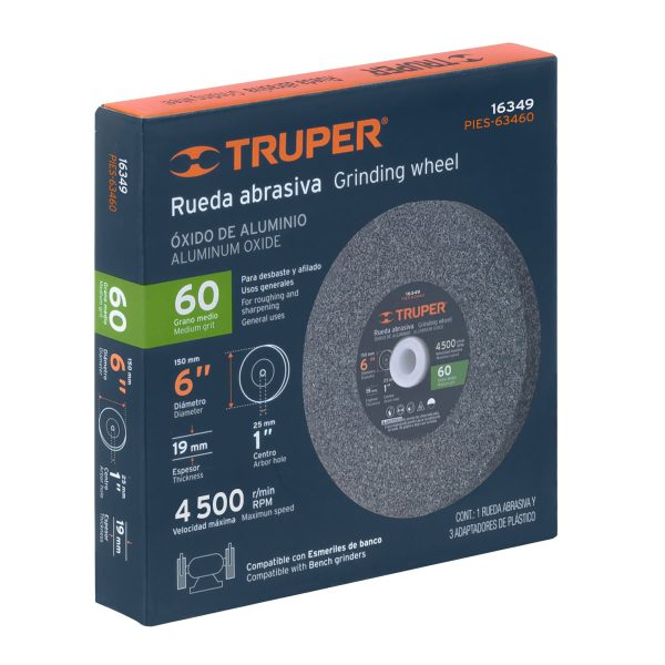 16349 - Rueda abrasiva p/esmeril 6'x19mm, óxido aluminio, grano 60