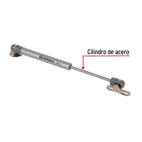42004 - Pistón a gas con capacidad de 120 N / 12 kg, HERMEX