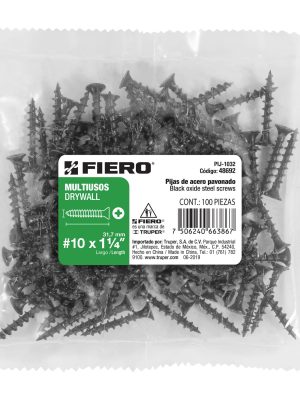 48692 - Bolsa con 100 pijas #10' x 1-1/4' multiusos, Fiero