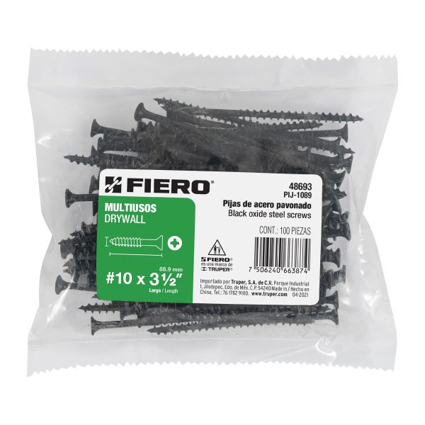 48693 - Bolsa con 100 pijas #10 x 3-1/2' multiusos, Fiero