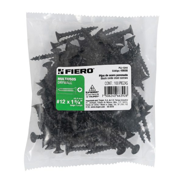 48698 - Bolsa con 100 pijas #12 x 1-3/4' multiusos, Fiero