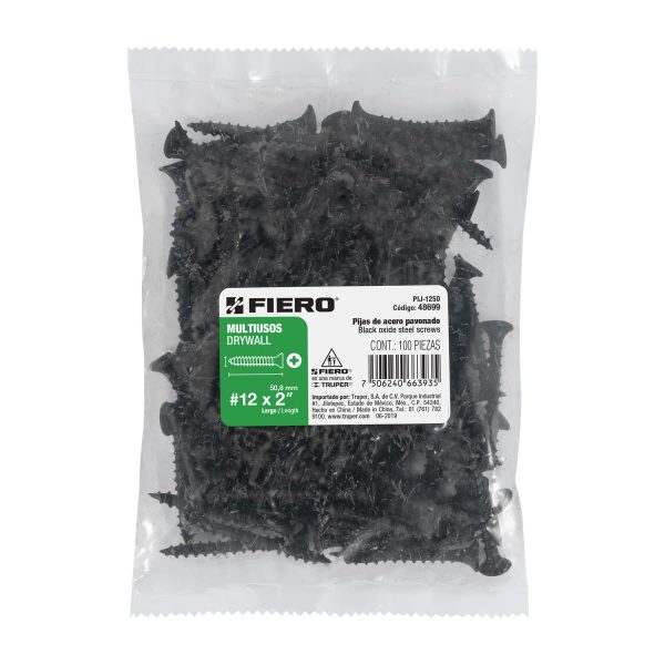 48699 - Bolsa con 100 pijas #12 x 2' multiusos, Fiero