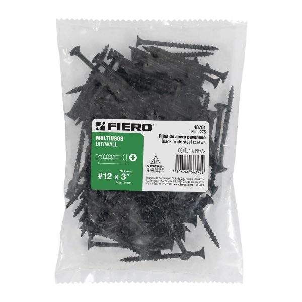48701 - Bolsa con 100 pijas #12 x 3' multiusos, Fiero