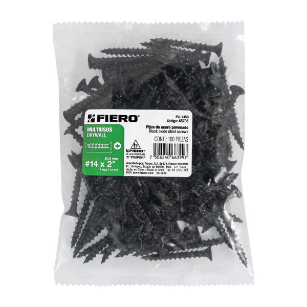 48705 - Bolsa con 100 pijas #14 x 2' multiusos, Fiero