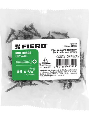44336 - Bolsa con 100 pijas #6 x 3/4' multiusos, Fiero