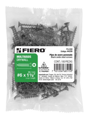 44339 - Bolsa con 100 pijas #6 x 1-1/2' multiusos, Fiero