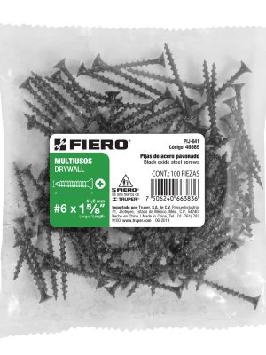 48689 - Bolsa con 100 pijas #6 x 1-5/8' multiusos, Fiero