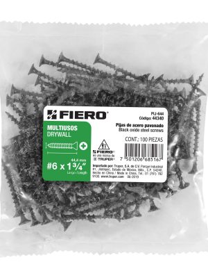 44340 - Bolsa con 100 pijas #6 x 1-3/4' multiusos, Fiero