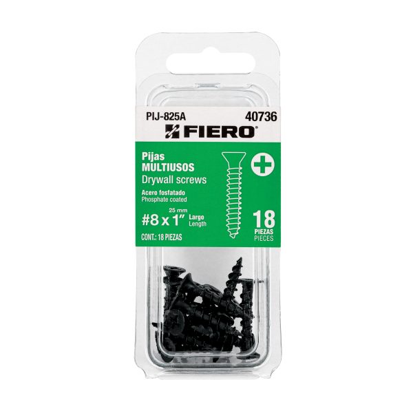 40736 - Blíster con 18 pijas multiusos, #8 x 1', Fiero