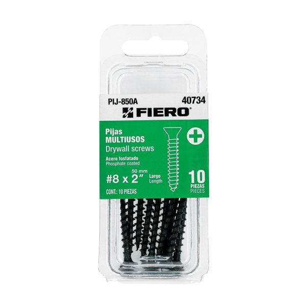 40734 - Blíster con 10 pijas multiusos, #8 x 2' , Fiero