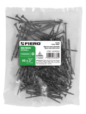 48691 - Bolsa con 100 pijas #8 x 3' multiusos, Fiero