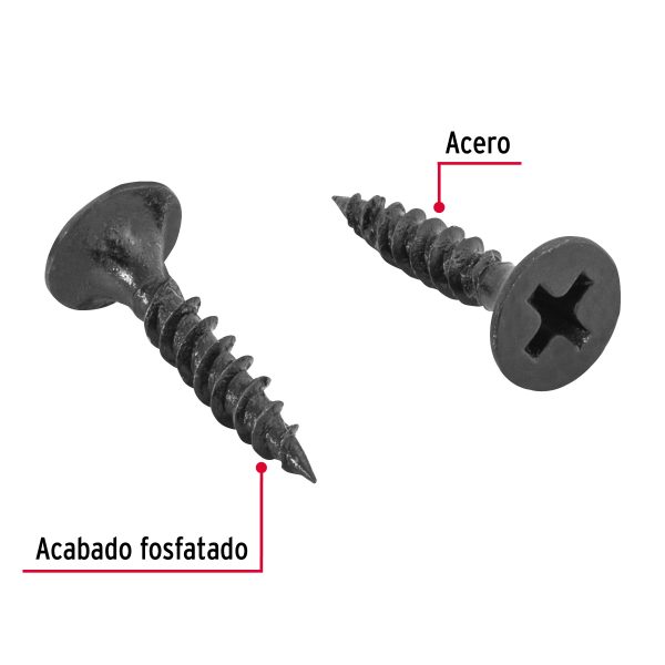 40056 - Bolsa con 100 pijas #6 x 3/4' multiusos cuerda fina, Fiero