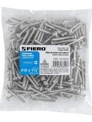 44425 - Bolsa con 150 pijas para lámina, #10 x 1-1/2', Fiero