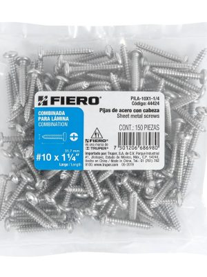 PILA-10X1-1-4E1.jpg 44424 - Bolsa con 150 pijas para lámina, #10 x 1-1/4', Fiero