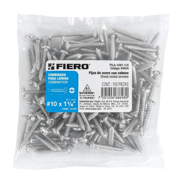 44424 - Bolsa con 150 pijas para lámina, #10 x 1-1/4', Fiero
