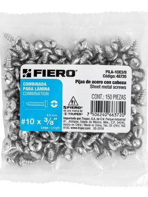 48726 - Bolsa con 150 pijas para lámina, #10 x 3/8', Fiero