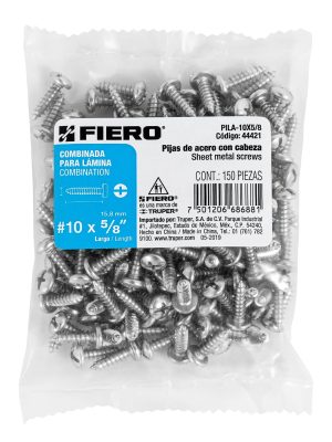 PILA-10X5-8E1.jpg 44421 - Bolsa con 150 pijas para lámina, #10 x 5/8', Fiero