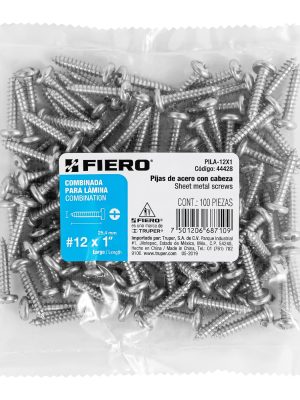 PILA-12X1E1.jpg 44428 - Bolsa con 100 pijas para lámina, #12 x 1', Fiero