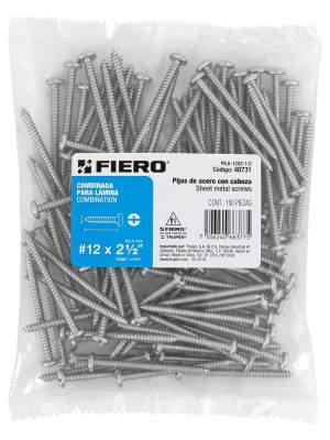 48731 - Bolsa con 100 pijas para lámina, #12 x 2-1/2', Fiero