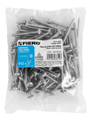 PILA-12X2E1.jpg 44431 - Bolsa con 100 pijas para lámina, #12 x 2', Fiero