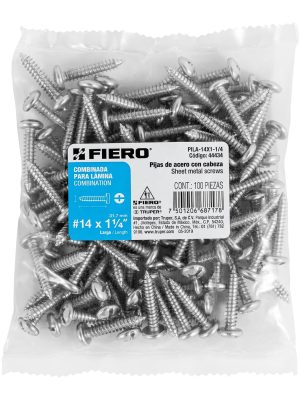 PILA-14X1-1-4E1.jpg 44434 - Bolsa con 100 pijas para lámina, #14 x 1-1/4', Fiero