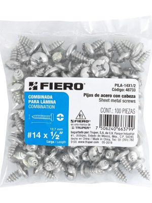 48733 - Bolsa con 100 pijas para lámina, #14 x 1/2', Fiero