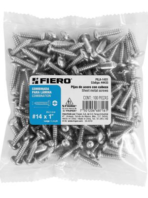 PILA-14X1E1.jpg 44433 - Bolsa con 100 pijas para lámina, #14 x 1', Fiero