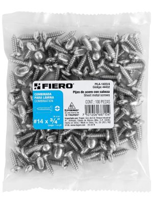 PILA-14X3-4E1.jpg 44432 - Bolsa con 100 pijas para lámina, #14 x 3/4', Fiero