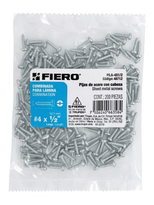 48712 - Bolsa con 200 pijas para lámina, #4 x 1/2', Fiero