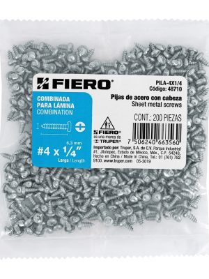 48710 - Bolsa con 200 pijas para lámina, #4 x 1/4', Fiero