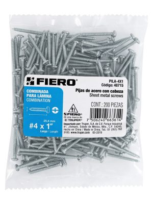 48715 - Bolsa con 200 pijas para lámina, #4 x 1', Fiero